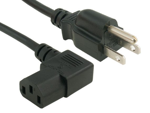 6ft Universal Right Angle Power Cord Nema 5 15p To Iec320 C13r