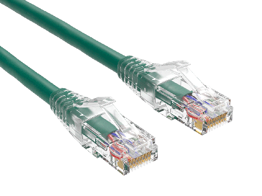 2ft Cat6 Ethernet Patch Cable with Clear Boot, UTP, Pure Bare Copper, Green