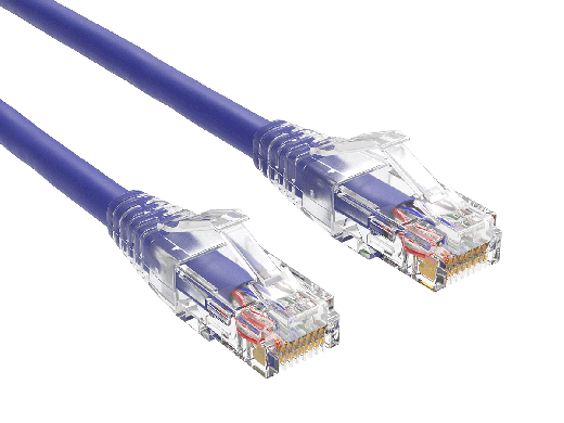 1ft Cat6 Ethernet Patch Cable with Clear Boot, UTP, Pure Bare Copper, 24AWG, Purple