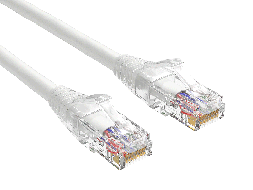 1ft Cat6 Ethernet Patch Cable with Clear Boot, UTP, Pure Bare Copper, White