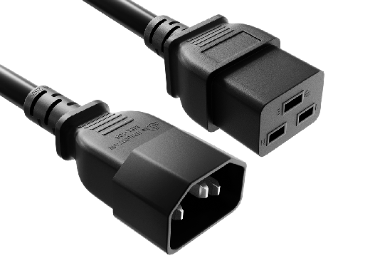 10FT 14AWG IEC C14 to C19 Power Cord | 105°C SJT | Black | UL Listed | Data Center Cable