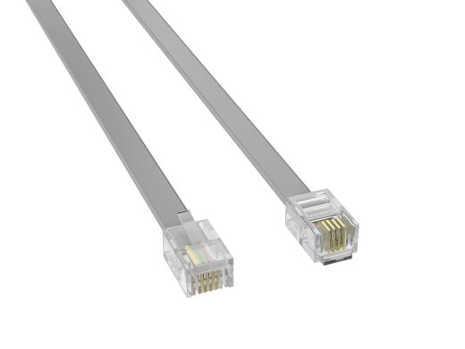 7ft RJ-11 6P4C Straight Through Modular Phone Cable with Gold-Plated Contacts for Modem and Fax Connections