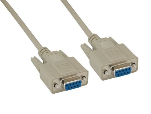 15ft Beige DB9 Female to Female Null Modem Cable with 7 Conductors for Direct Device Connection and Data Transfer