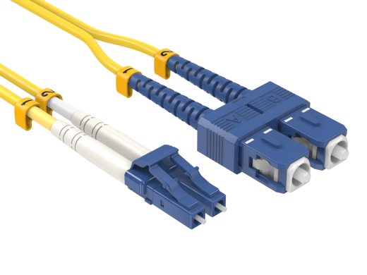 1m OS2 LC to SC UPC Duplex Corning Fiber Optic Cable SingleMode 9/125 OFNR Rated, Yellow