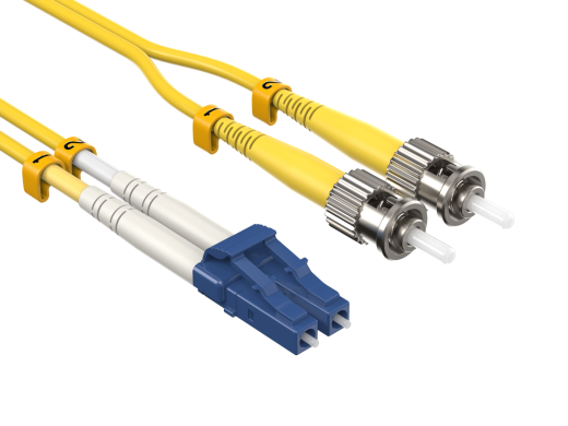 2m OS2 LC to ST UPC Duplex Corning Fiber Optic Cable SingleMode 9/125 OFNR Rated, Yellow