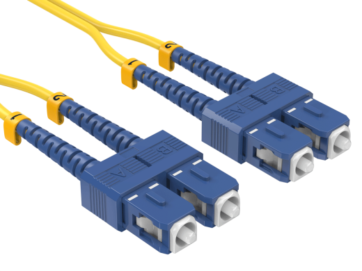 2m OS2 SC to SC UPC Duplex Corning Fiber Optic Cable SingleMode 9/125 OFNR Rated, Yellow