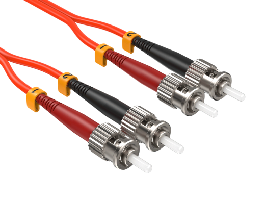 2m OM1 ST to ST UPC Duplex Corning Fiber Optic Cable MultiMode 62.5/125 OFNR Rated, Orange