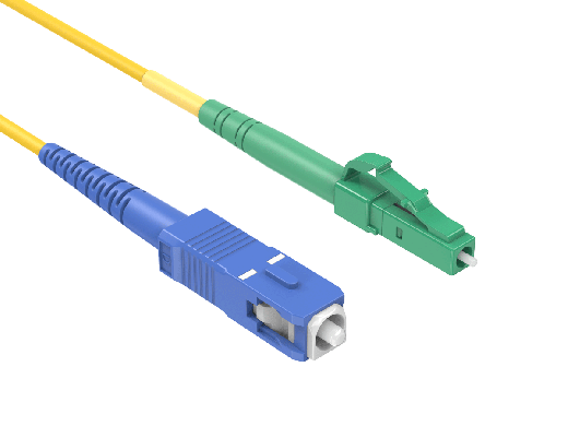 5m OS2 LC/APC TO SC/UPC Simplex Corning Fiber Optic Cable Single-Mode 9/125 OFNR Rated, Yellow