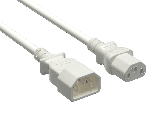 5ft IEC-320 C13 to C14 Heavy-Duty Power Extension Cord 18 AWG 10A/250V SJT, White