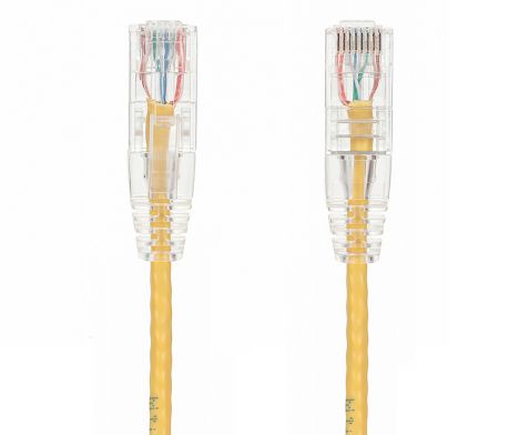 1ft Slim Cat6 28 AWG UTP Snagless Ethernet Network Patch Cable, Yellow