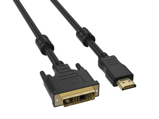 3m HDMI Male to DVI-D Single Link Male Cable, black color with gold-plated connectors, for high-definition video connections between HDMI and DVI devices.