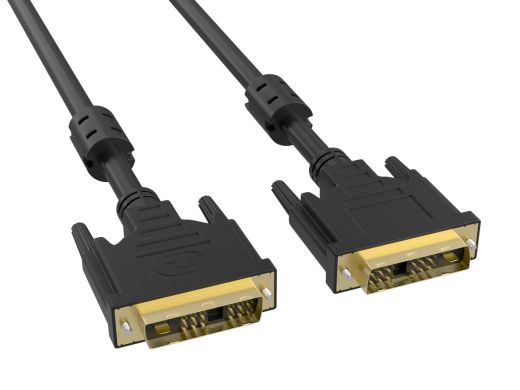 5m DVI-D Single Link Male to Male Digital Video Cable, black color with gold-plated connectors, for high-quality digital video connections between devices.