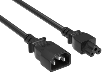 3FT IEC320 C14 to C5 Heavy Duty Power Extension Cord 18AWG 2.5A/250V, Black