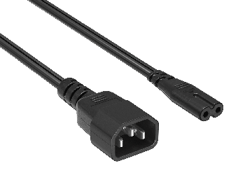 2ft IEC320 C14 to C7 Extension Power Cord 18AWG SPT-2 10A/125V, Black