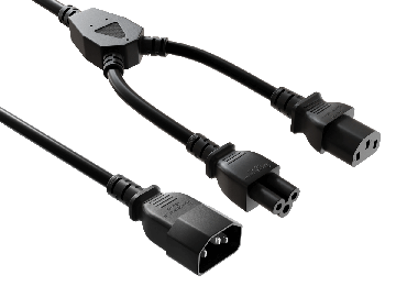 36 inches (3ft) IEC-320 C14 to C13 & C5 Power Extension Cord Y-Splitter Cable 18AWG 2.5A/250V SJT, Black