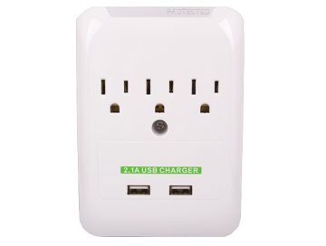 3 AC Outlet Slim Power Surge Protector Wall Tap with 2 USB Ports