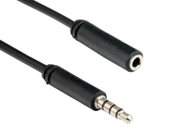 6ft 3.5mm TRRS Male to Female Audio & Microphone TRRS Extension Cable, Black