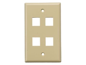 4-Port Wall Plate for Keystone Insert, Ivory