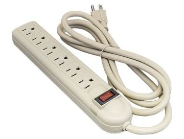 6ft UL Approved 6-Outlet Surge Suppressor with Illuminated Reset Switch and 250 Joules Protection