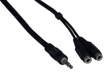 6ft 3.5mm Stereo Male to Two 3.5mm Stereo Female Audio Cable, Black