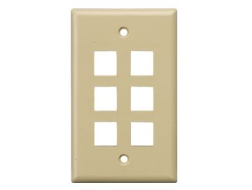 6-Port Wall Plate for Keystone Insert, Ivory