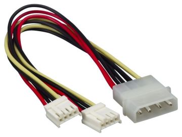 8in 5.25" Male to Two 3.5" Female Internal Power Y Cable