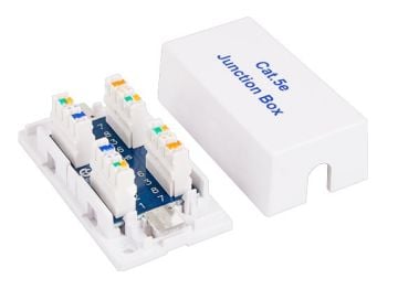 Cat5e Junction Box with 110 Punch Down Type Jacks, White