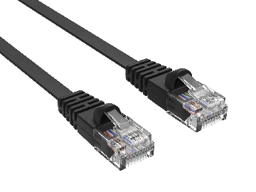 1ft Slim Cat6 UTP Flat Ethernet Network Patch Cable Snagless 32AWG Bare Copper, Black