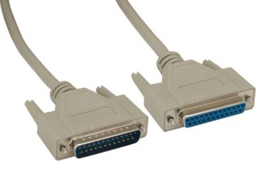 3ft DB25 to DB25 RS-232 Serial Cable for Extension, Straight Through, Shielded, Male to Female, Beige