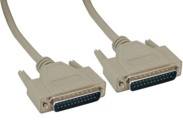 6ft DB25 to DB25 RS-232 Serial Cable, Straight Through, Shielded, Male to Male, Beige