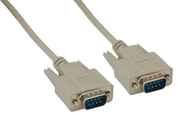 6ft Shielded DB9 M/M RS232 Serial Cable, Straight Through, Male to Male, Beige