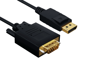 6ft DisplayPort to VGA Cable with Secure Latch, Male to Male, 28AWG, Black