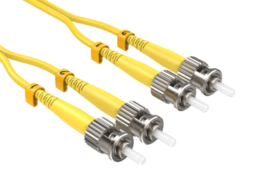 5m OS2 ST to ST UPC Duplex Corning Fiber Optic Cable SingleMode 9/125 OFNR Rated, Yellow