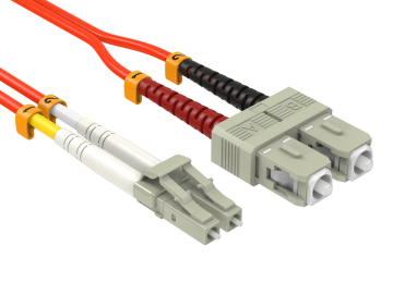 3m OM1 LC to SC UPC Duplex Corning Fiber Optic Cable MultiMode 62.5/125 OFNR Rated, Orange