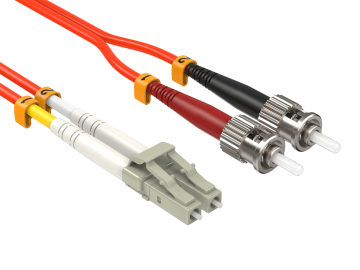 5m OM1 LC to ST UPC Duplex Corning Fiber Optic Cable MultiMode 62.5/125 OFNR Rated, Orange