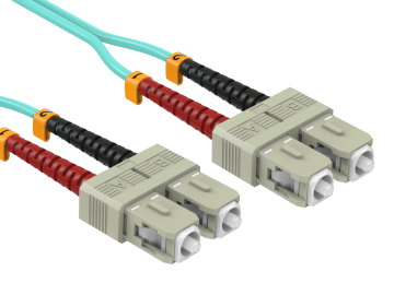 1m OM4 SC to SC Duplex Corning Fiber Optic Cable Multimode 50/125 OFNR Rated, Aqua