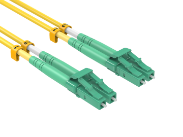 1m OS2 LC/APC TO LC/APC Duplex Corning Fiber Optic Cable Single-Mode 9/125 LSZH/OFNR Rated, Yellow