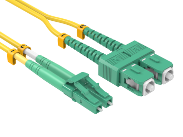 3m OS2 LC/APC TO SC/APC Duplex Corning Fiber Optic Cable Single-Mode 9/125 LSZH/OFNR Rated, Yellow