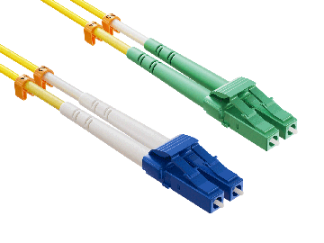 5m OS2 LC/UPC TO LC/APC Duplex Corning Fiber Optic Cable SingleMode 9/125 LSZH/OFNR Rated, Yellow