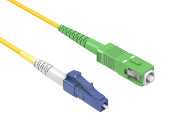 2m OS2 LC/UPC TO SC/APC Simplex Corning Fiber Optic Cable Single-Mode 9/125 OFNR Rated, Yellow