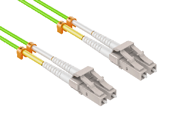 1m OM5 LC to LC UPC Duplex Corning Fiber Optic Cable Wide Band Multimode Fiber 50/125 LSZH/OFNR Rated, Lime Green