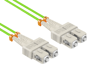 2m OM5 SC to SC UPC Duplex Corning Fiber Optic Cable Wide Band Multimode Fiber 50/125 LSZH/OFNR Rated, Lime Green