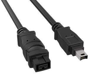 6ft IEEE 1394b FireWire 800 9-pin to 4-pin, Black