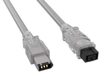 10ft IEEE 1394b FireWire 800 9-pin to 6-pin, Clear