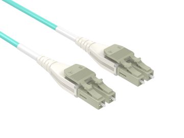 5m OM3 LC/LC Uniboot Duplex Corning Fiber Optic Cable Multimode 50/125 OFNR Rated, Aqua