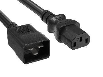 3ft IEC320 C20 to C13 Heavy Duty Power Cord, 14AWG, SJT, 15A/250V, Black