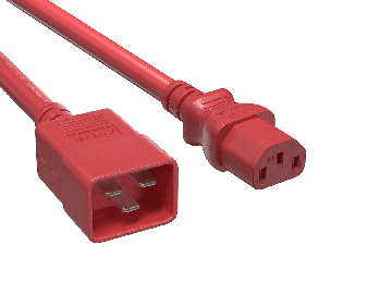 3FT IEC320 C20 to C13 Power Cord 14AWG 15A/250V SJT, Red