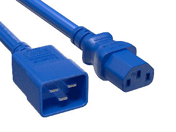 3FT IEC320 C20 to C13 Power Cord 14AWG 15A/250V SJT, Blue