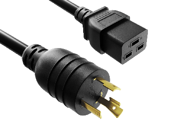 6ft 12 AWG 20A 250V Heavy-Duty Power Cord (NEMA L6-20P to IEC 320 C19), Black