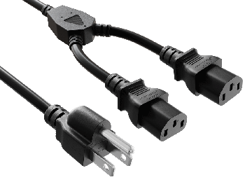 6ft NEMA 5-15P to Dual C13 Universal Power Cord Splitter Cable, 16 AWG, 13A/125V, SJT, Black